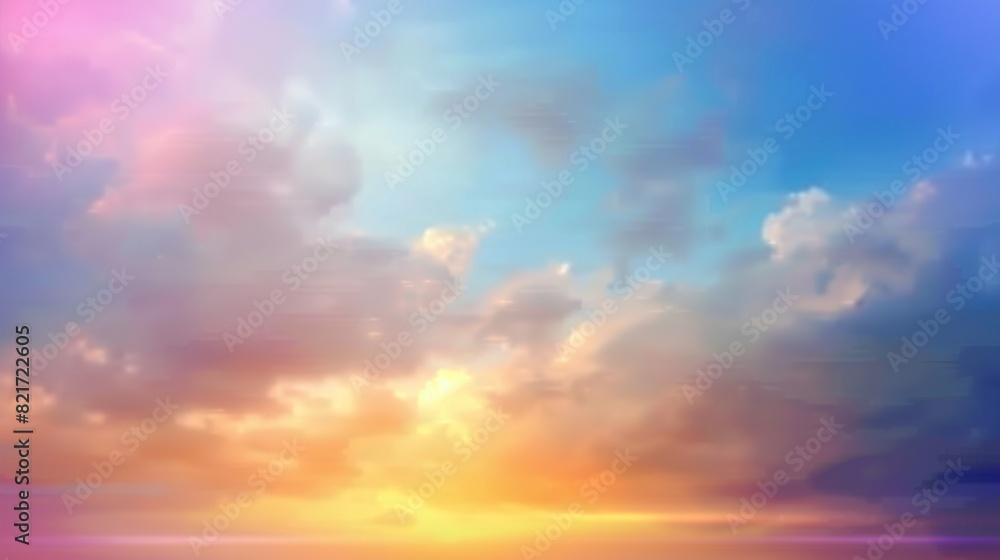Obraz premium a beautiful sunset on water with a boat and fluffy clouds
