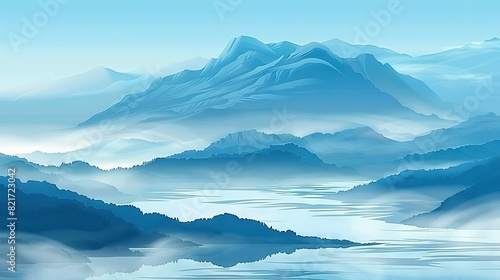  A mountain range with water in the foreground and mountains in the background is depicted in this painting © Anna