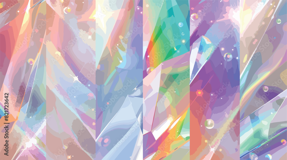 Crystal light rainbow hologram background with transp