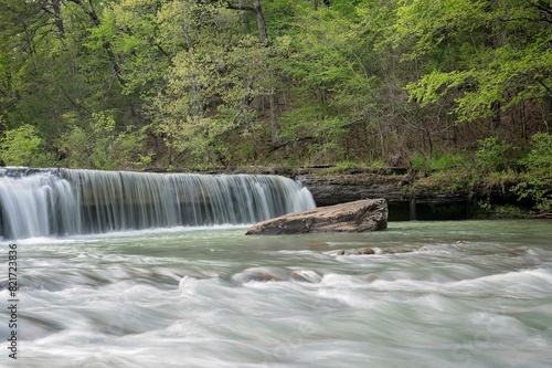 Smooth waterfall at Haw Creek in lush green setting