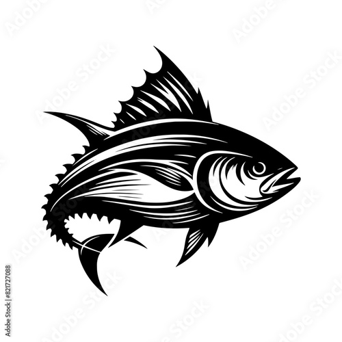 Elegant Tuna Fish Silhouette - A Minimalist Tribute to Ocean Majesty - minimallest tuna fish vector
