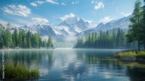 Nature Landscapes Majestic mountains, serene lakes, dense forests.