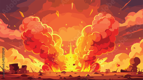 Fire background cartoon red bomb explosion clouds ovens 