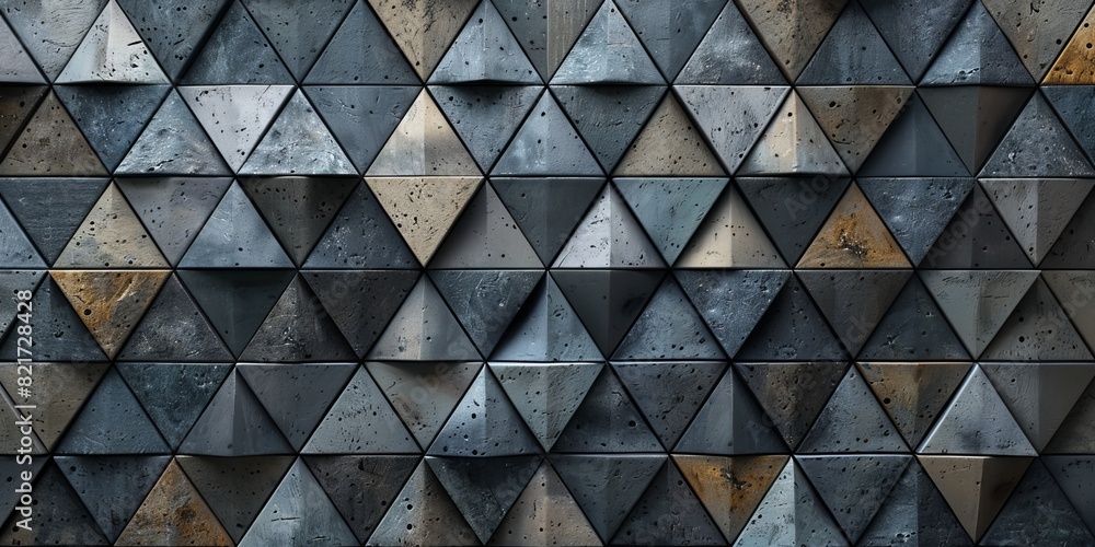 3D, Triangular Mosaic Tiles arranged in the shape of a wall. Semigloss, Natural Stone, Bricks stacked to create a Textured block background. 3D, Triangular Mosaic Tiles arranged in the shape of a wall. Semigloss, Natural Stone, Bricks stacked to create a Textured block background.