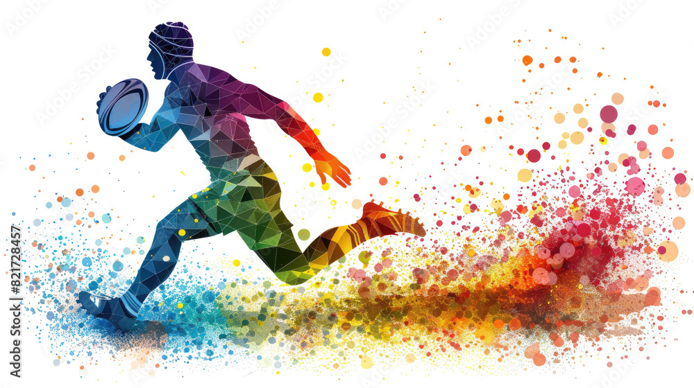 A man is running with a rugby ball in his hand A man is running with a rugby ball in his hand