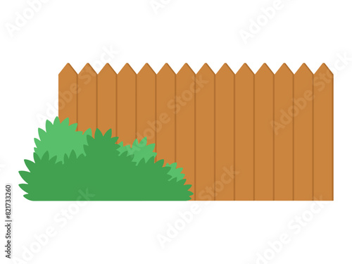 Wooden Fence with Grass Background 