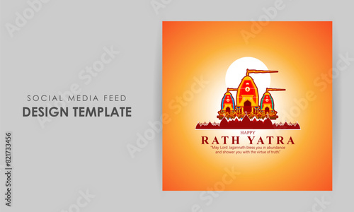 Vector illustration of Happy Ratha Yatra Festival social media feed template