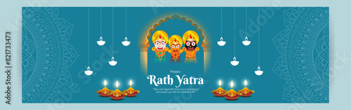 Vector illustration of Happy Ratha Yatra Festival social media feed template