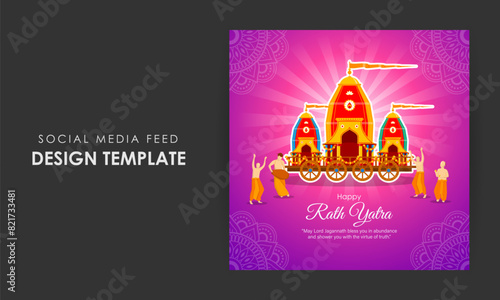Vector illustration of Happy Ratha Yatra Festival social media feed template