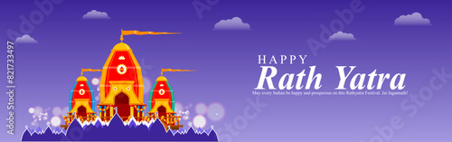Vector illustration of Happy Ratha Yatra Festival social media feed template