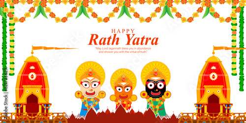 Vector illustration of Happy Ratha Yatra Festival social media feed template