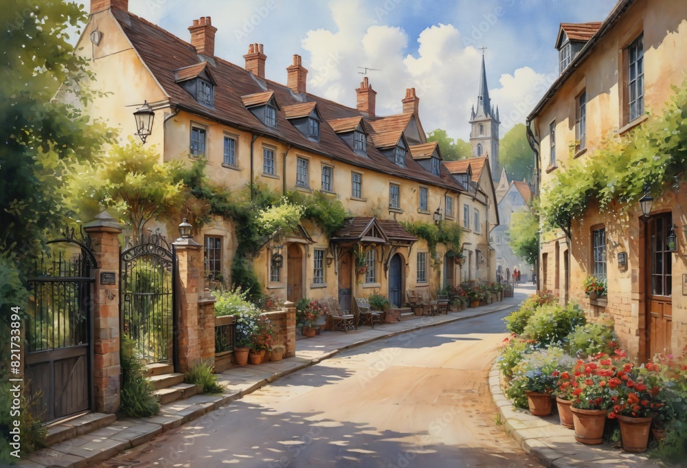 Fototapeta premium Village Street Scene