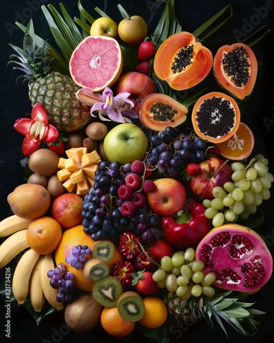 An Array of Exotic Fruits Arranged Artistically on a Platter  Offering a Refreshing and Healthy Treat