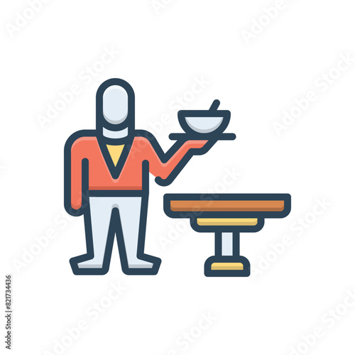 Color illustration icon for serve