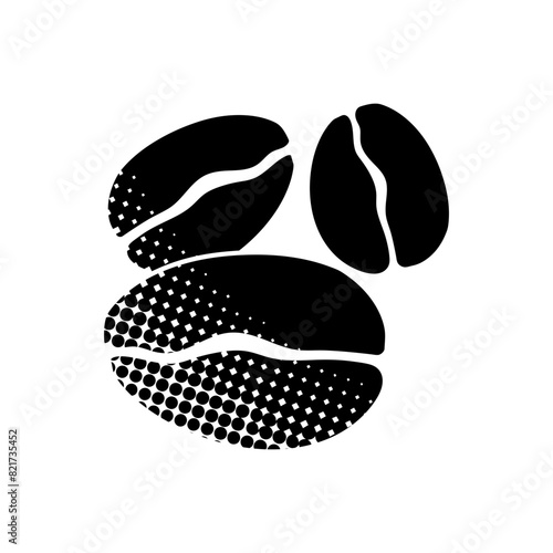 Coffee beans black hand drawn icon in halftone texture style