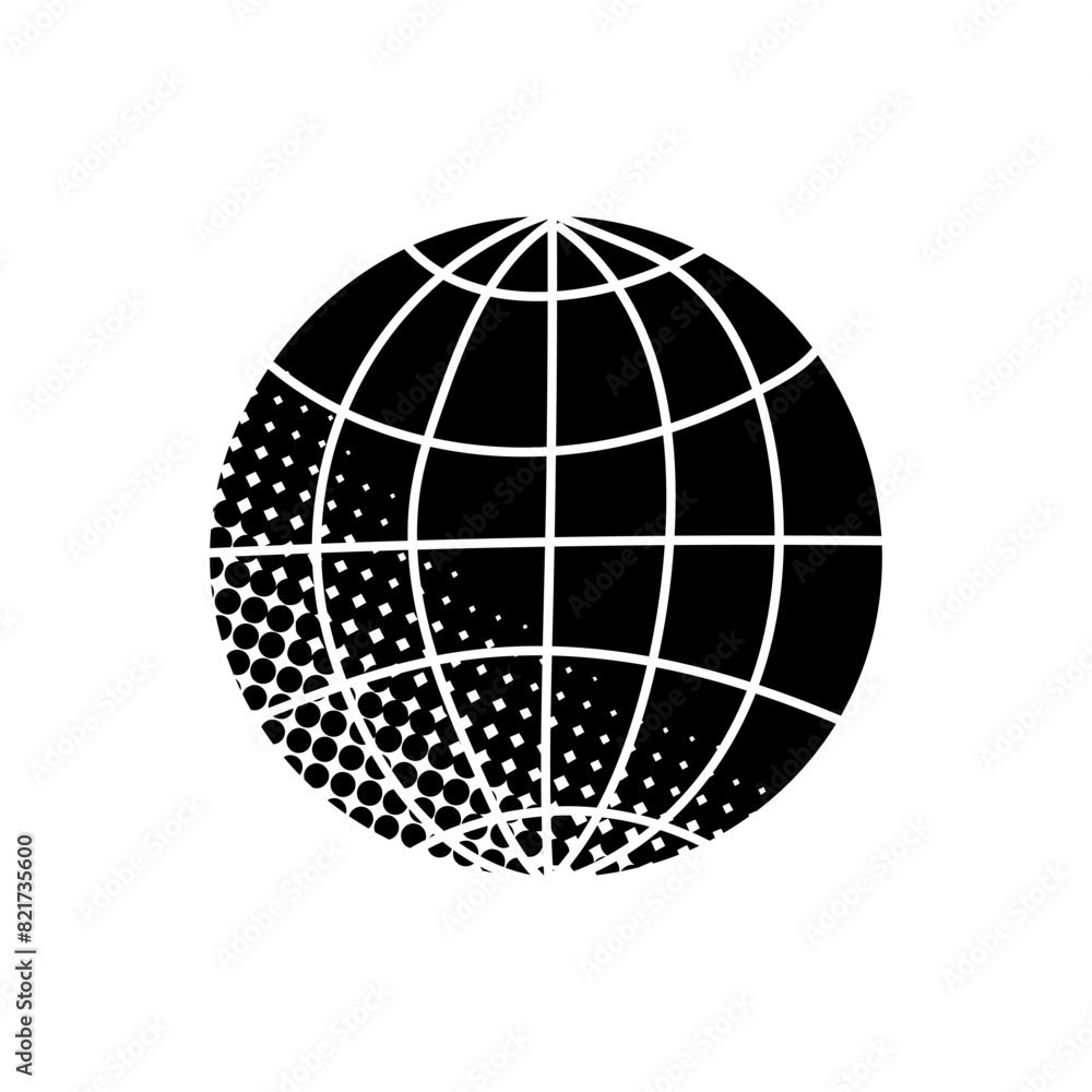 World black hand drawn icon in halftone texture style World black hand drawn icon in halftone texture style
