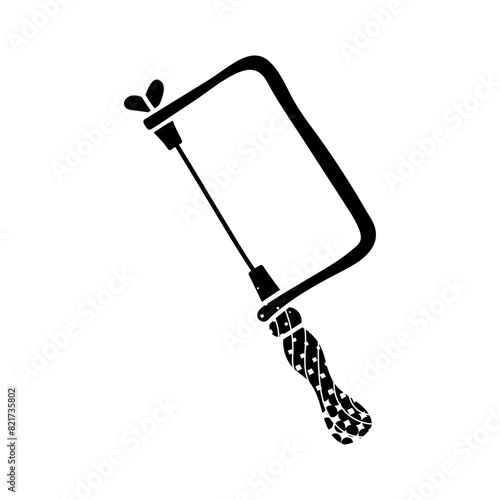 Jeweler adjustable saw black hand drawn icon in halftone texture style