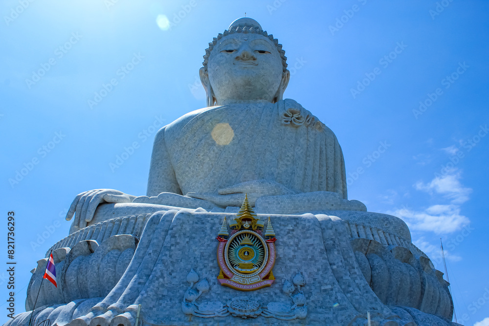 Fototapeta premium Big Buddha statue Was built on a high hilltop of Phuket Thailand