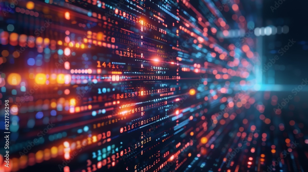 Obraz premium A digital interface displaying a complex encryption algorithm, with lines of code and data streams, representing the modern-day enigmas of cybersecurity and encryption.