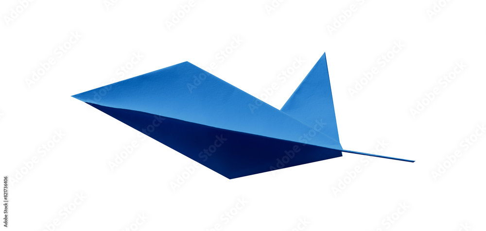 blue paper plane origami isolated on a blank white background blue paper plane origami isolated on a blank white background
