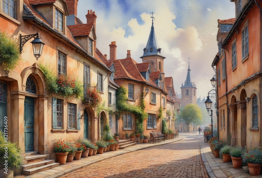 Obraz premium Colorful Village Scene
