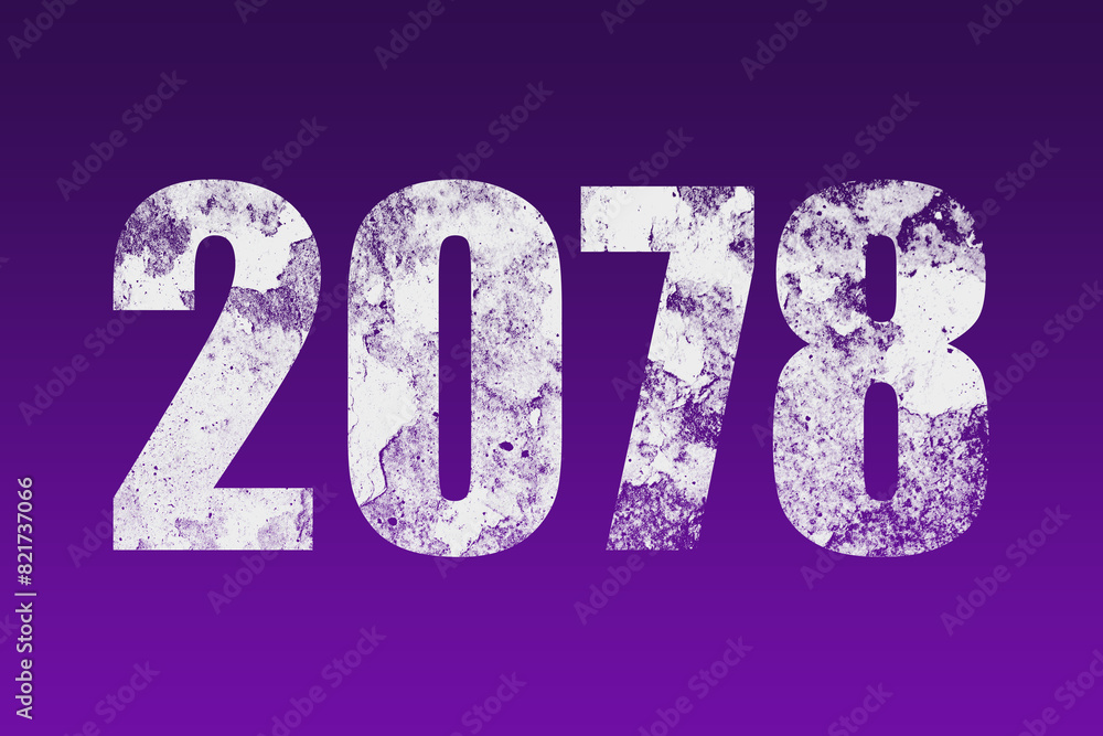 flat white grunge number of 2078 on purple background. flat white grunge number of 2078 on purple background.