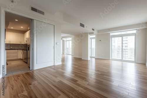 Modern Living Room. Stylish Interior Design Background/Empty living room with hardwood floor in modern apartment