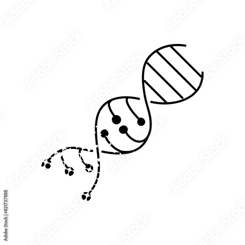 Artificially modified dna strains black hand drawn icon in halftone texture style