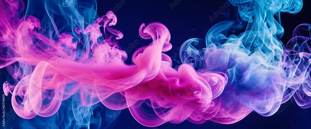 Smoke spreads against the blue and pink background. Smoke spreads against the blue and pink background.