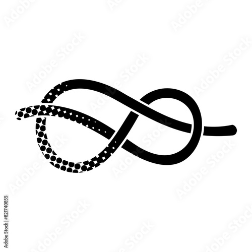 Rope knot black hand drawn icon in halftone texture style
