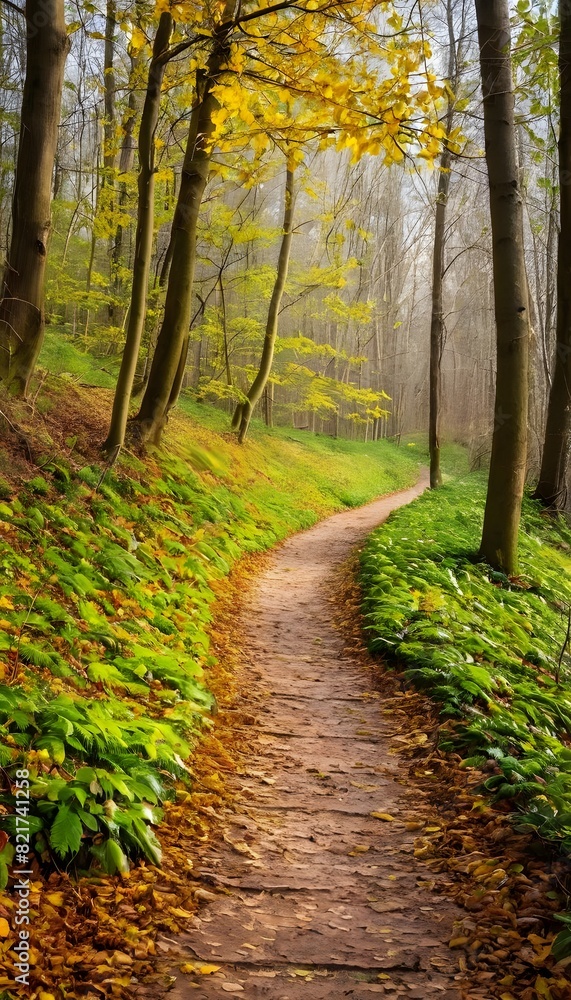 Image of rainforest roads and paths showing fall foliage and seasonal leaf colors.