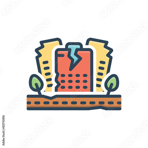 Color illustration icon for earthquake