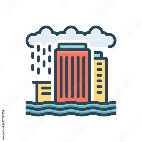 Color illustration icon for flooding