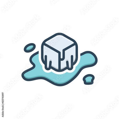 Color illustration icon for melting ice