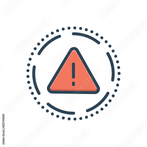 Color illustration icon for warning