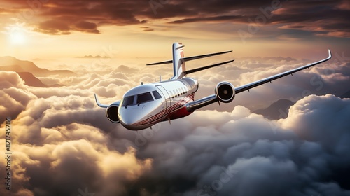 private jet airplane in flight