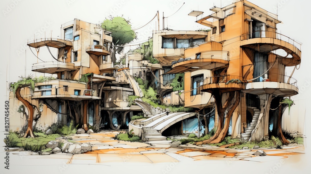 Fototapeta premium Sustainable development project sketch