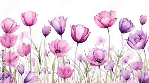watercolour pink and purple tulips for wedding invitations  greetings  wallpapers  fashion  prints
