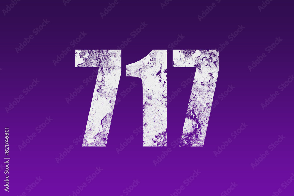 flat white grunge number of 717 on purple background. flat white grunge number of 717 on purple background.