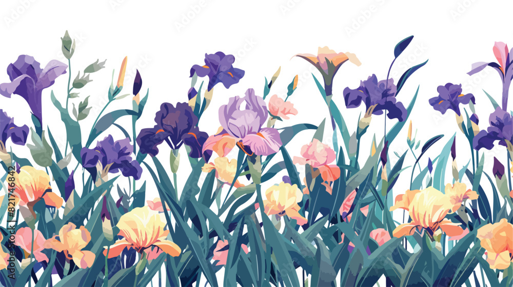 Gorgeous floral backdrop with border of blooming flow