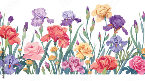 Gorgeous floral backdrop with border of blooming flow #821746839