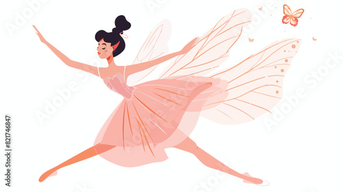Gorgeous flying fairy or ballerina in elegant dress 