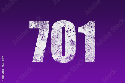Photos flat white grunge number of 701 on purple background.