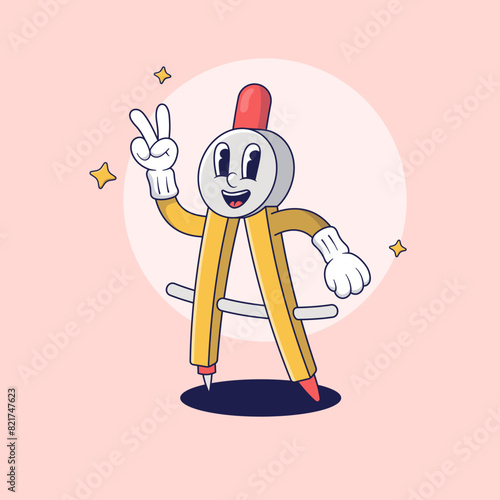 Color Period Retro Mascot Illustration