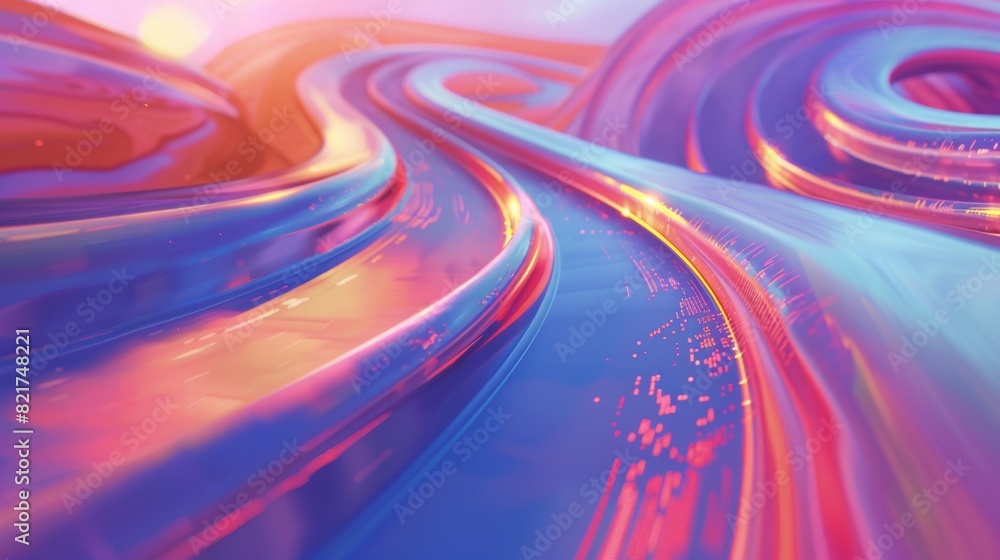 3D roads vibrant colors 3D roads vibrant colors
