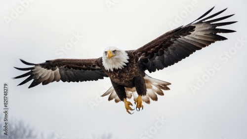 Eagle fly in snow Mountain Sit on Branch
