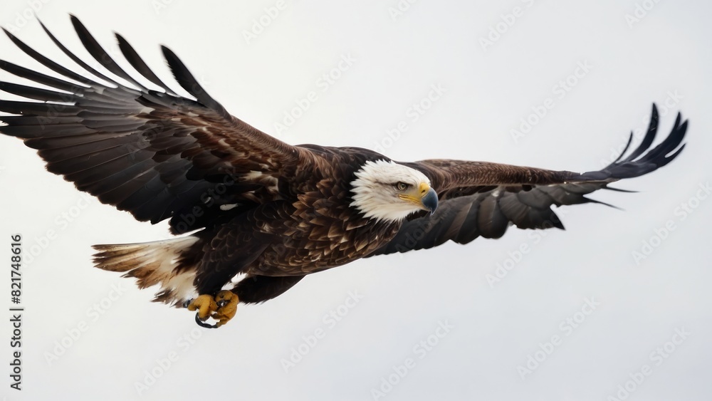 Fototapeta premium Eagle fly in snow Mountain Sit on Branch