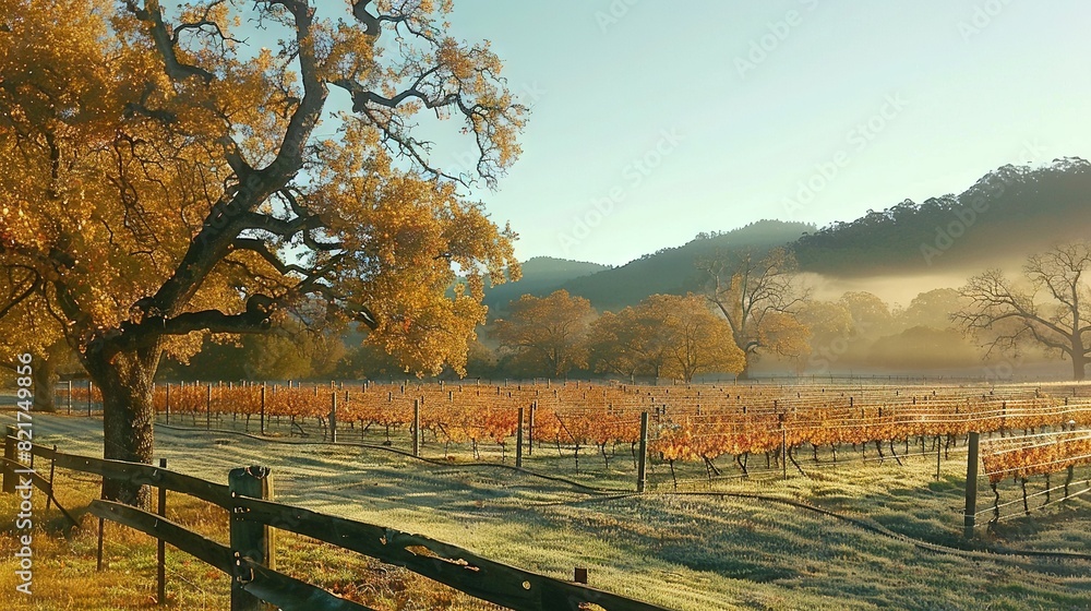 A field surrounded by a fence with a tree in the foreground and a hill with trees in the background A field surrounded by a fence with a tree in the foreground and a hill with trees in the background