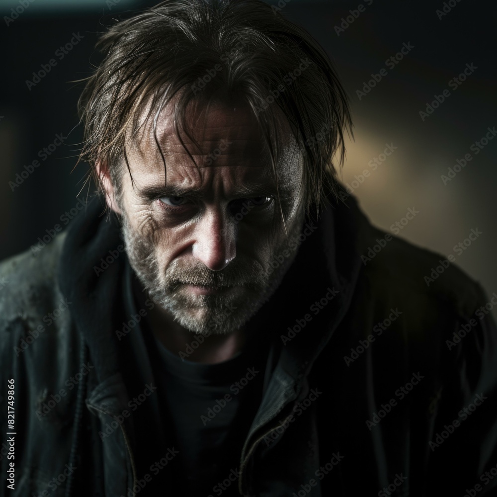 A man with a stern expression on his face. AI. A man with a stern expression on his face. AI.
