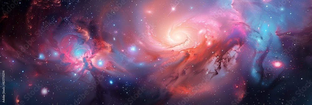 A pastel galaxy with swirling stars and nebulas A pastel galaxy with swirling stars and nebulas